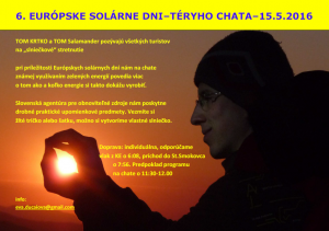 6. Európske solárne dni–TÉRYHO CHATA 15. 5. 2016